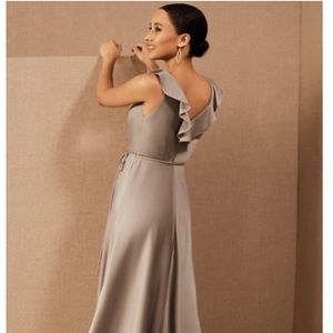 BHLDN TANSY SATIN CHARMEUSE MIDI DRESS